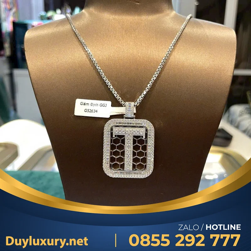 Mặt Dây Chữ T 10K Moissanite