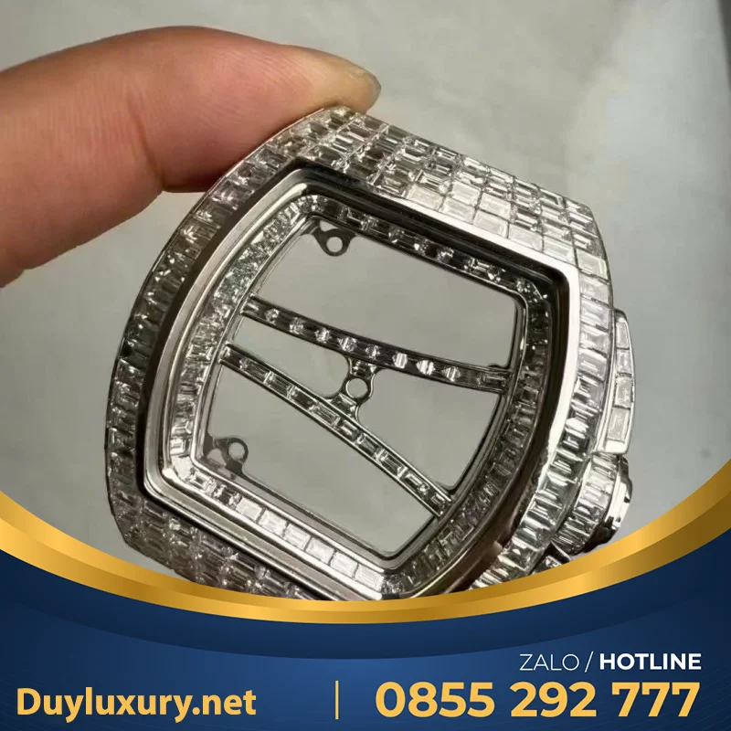 Mặt Đồng hồ Richard Mille Custom White Gold 18k Baguette Diamond